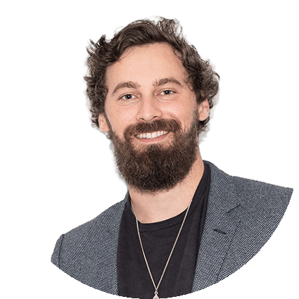 Will Mitchell, blazer, holding the lapels: circle, background removed