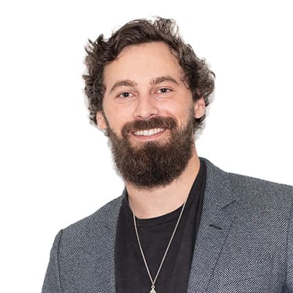 Will Mitchell, blazer, holding the lapels: square on a white background