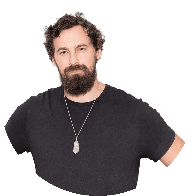 Will Mitchell, tee, hands on hips: circle, background removed